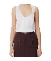 Elisabetta Franchi Shiny Jersey Tank Top IT44,IT42,IT46 : Ivory color