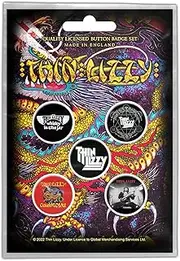 [Thin Lizzy] Badge Pack Chinatown Band Logo Official Black Set of 5 One Size