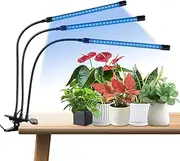 LED Grow Lights with Full Spectrum Clip, Plant Growing Lamp with Red Blue LED for Indoor Plants 10-Level Dimmable with 3/9/12H Timer 3-Head Black 3 Heads