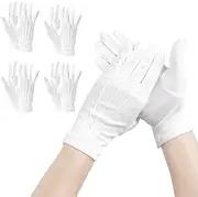 [ztowoto] White Cotton Gloves With Buckles, White Gloves Sweatproof For Men And Women,Tuxedo Gloves For Cosplay，Evening Wear, Parade，Jewelry Inspection