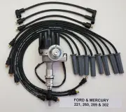 FORD 289 302 SMALL FEMALE CAP HEI DISTRIBUTOR + 8.5mm BLACK SPARK PLUG WIRES`USA (for: Ford)