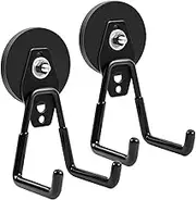 MIN CI Strong Magnetic Hooks Heavy Duty, 2.59"(66mm) Garage Magnet Hooks with Anti-Slip Coating, 2Pcs Industrial Strength Utility Magnet Hooks, for Cordless Drills Hanging Metal Cabinets Tool Pegboard