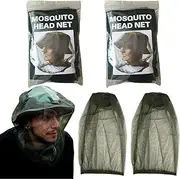 Anti Mosquito Head Landing Net Face Mesh Net Head Protection Net Mosquito Protection Cover Insect Protection for Outdoor Hiking Camping Climbing Hiking Mosquito Fly Insect Bug Prevention, Green, L