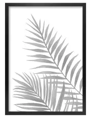[Profile Australia] Australian Made Watercolour Palm Leaves Black Art Print A2 in Black Frame No Border