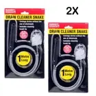2PCS Drain Unblocker Cleaner Waste Pipe Kitchen Plunger Sink Snake 1M ToiletAU