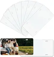10 PCS Sublimation License Plate Blanks, 0.45mm Automotive Front License Plate Tag, Heat Thermal Transfer DIY Metal Plates for Custom Design Work - White