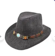 Black unisex Man Woman Summer Beach cowboy hat Charms, Jewel Turquoise, One Size