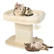 Costway Wood Cat Tree Tower Kitten Condon House Sisal Scratching Plate Pet Home Furniture