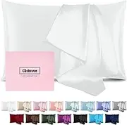 Silk Pillowcase for Hair and Skin Mulberry Silk Pillowcase Soft Breathable Smooth Both Sided Natural Silk Pillowcase with Zipper Beauty Sleep Silk Pillow Case 1 Pack for Gift (Queen, White)