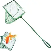 Aquarium Fishing Net,25cm Handle Fish Tank Quick Catch Mesh for Catching Small Fishes or Debris(Green）