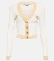[Balmain] Balmain Metallic knit cardigan UK 24 white