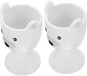 FIXOSHEE 2Pcs Cartoon Ceramic Egg Cups for Soft Boiled Eggs Egg Holders Elegant Breakfast Stand for Home Kitchen Decor and Quick Meals
