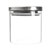 Argon Tableware Glass Storage Jar with Metal Lid - Silicone Seal - 550ml - Silver