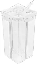 LIGIGWASH 4 Airtight Food Storage Containers Plastic Square Jars with Lids Compartment Snack Box for Cereal Pasta Grains Design for Identification