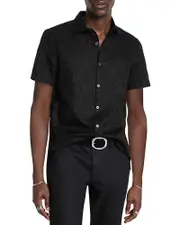 John Varvatos Cotton Lace Jacquard Regular Fit Button Down Shirt