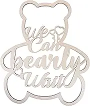 We Can Bearly Wait Baby Shower Decorations, Baby Photo Props, Hanging Baby Sign: We Can Bearly Wait, Baby Sign Gender Reveal Door Hanging Photo Props for Boy Girl Birthday Party (Bear Shape, Wooden)