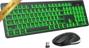 Large Print Wireless Keyboard & Mouse Combo RGB Backlit for PC