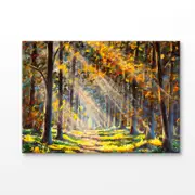 Forest In Autumn Oil Painting Print 100% Australian Made 150x100cm (Stretched Canvas)