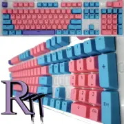 104Pcs Pink Purple Blue Full Size Key Double Shot Keycaps Mechanical Keyboards