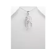Celtic Tree of Life Rectangle Sterling Silver .925 Pendant Necklace