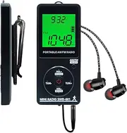 SWDSTP AM/FM Personal Portable Radio, Pocket Radio with Digital Tuning LCD Display and Backlight Time, Rechargeable Walkman Radio with Earphone, Small Radio with Clip for Walking, Jogging, SWD-601