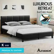 ALFORDSON Bed Frame King Size Wooden Platform Mattress Base Leather Black