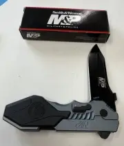 SMITH & WESSON MP LINERLOCK GREY/BLACK SWMP4LB LARGE FOLDING KNIFE NEW V977