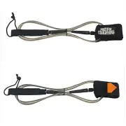 Pacific Vibrations Surfboard Ankle leash 7FT Black/Clear 7mm double swivels 7'