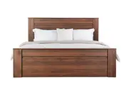 Design Square Modern Wooden Bed Frame Queen Size W/ Headboard - Walnut