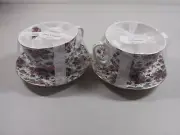 Grace's Teaware Soup & Sandwich Or Tea / Coffee Cup & Saucer Set Of 2