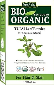 Indus Valley Organic Tulsi Leaf Powder 100g | Ocimum Sanctum | Natural Basil Powder for Skin, Hair & Health | Detox & Cleanse Support
