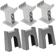 OFFIGAM 6pcs Train Bridge Supports Decorative Pier Track Accessories for Model Railway Safe and Stable Grey Bridge for Enhanced Playtime and Imagination