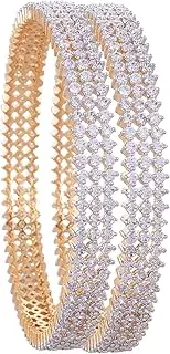 [Ratnavali Jewels] CZ Zirconia Gold Tone Green Diamond Elegant Bollywood Indian Bangles Jewelry Women