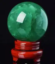 Natural Green fluorite Sphere quartz Crystal polished Ball Healing decor+stand