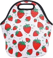 Insulated Neoprene Lunch Bag for Women,Men and Kids, Reusable Soft Lunch Tote for Work School (Strawberry)