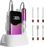 CIVPOWER Nail Drill Professional: 35000RPM Electric Nail File - Portable Rechargeable LED Display Nail Tool Kit- Manicure Pedicure Salon Home DIY Purple