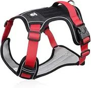 Dog Harness with Handle Tactical Dog Harness for Large Dogs,Luhuanx No Pull Adjustable Reflective Military Dog Vest Harnesses for Labrador Retriever,Husky, German Shepherd Dog (Black/Red, Large)