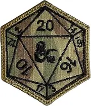 [Almost SGT] Dungeons & Dragons D20 Dice Patch Multicam OCP - Funny Tactical Military Morale Embroidered Patch Hook Fastener Backing