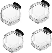 OFFSCH 4pcs Honey Bottle Honey Pot Jars Honeypot Honey Jar Honey Clear Jar Clear Jars Black Iron