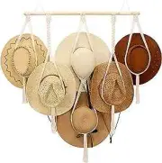 Macrame Hat Hangers Boho Hat Rack for Wall Hat Holder Display For 6 Hat