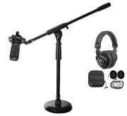 Audio Technica AT2050 Studio Condenser Recording Microphone Mic+Stand+Headphones