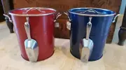 NEW ~ Retired ~ Pottery Barn Red OR Blue Partyware Ice Bucket with Lid & Scoop