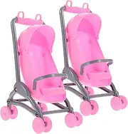 UPKOCH Boys and Girls's Playhouse Stroller Toy 2pcs Plastic Baby Carriage Simulation Smooth Surface Safe for Tender Skin