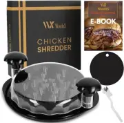 Chicken Shredder Large Chicken Breast Shredder Tool Twist with Brush&Fork BLACK