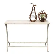 DISTRESSED FINISH FRENCH PROVINCIAL METAL CONSOLE TABLE 110CM