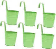 Kisangel 6 Iron Flower Pots Rustic Hanging Planters Corrosion-Resistant for Balcony Railing Window