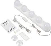 USB Powered Vanity Light, 5V 3 Lighting Modes Mirror Front Light with Suction Cup, Portable Hollywood Styles Bulb for Dressing, Make up