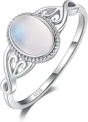 [Angol] Natural Moonstone Rings for Women 925 Sterling Silver Victorian Ring Moonstone Jewelry for Her