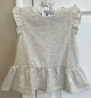 First Impressions Flutter Sleeve Tunic Shirt Heather Dune Girls Size 18 Months