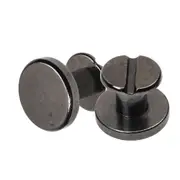 Black Brass Chicago Screws Leather Rivets Belt Craft Nail Stud Head Round Binding Fasteners Strap Sturdy Backscrews Flat Golden M9.5X8X4mm Solid